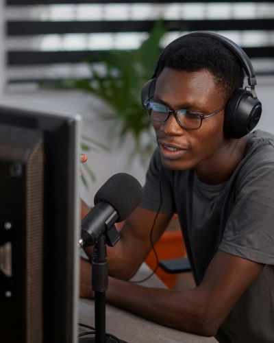 Emeka at his desk